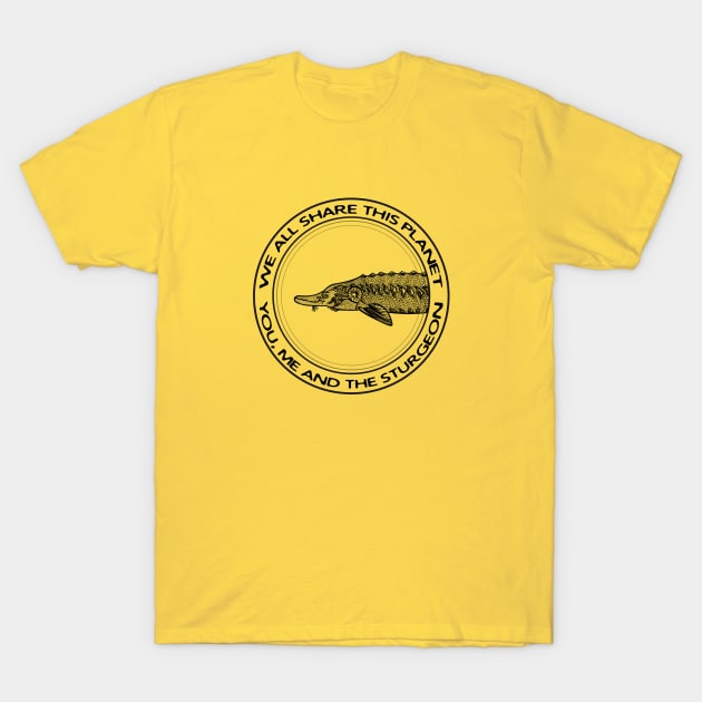 Sturgeon design - meaningful fish drawing for animal lovers T-Shirt by Green Paladin